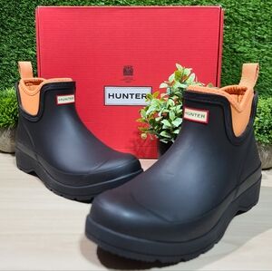 Hunter Play Chelsea Neoprene Boots - Black/Optimistic Orange 8 M New